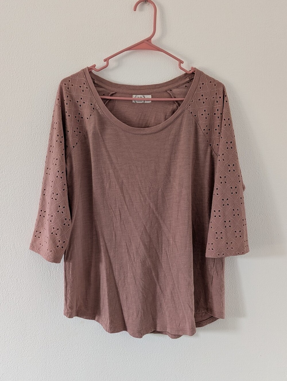 Three-quarter Sleeve Shirt With Embroidery